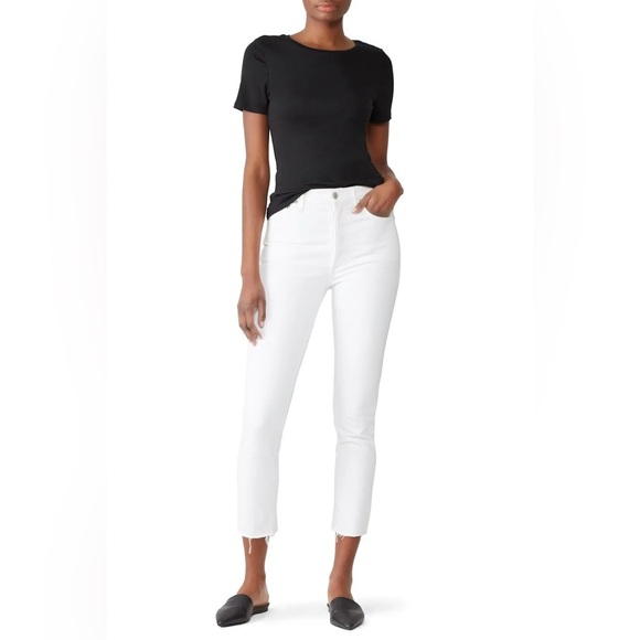 Agolde Nico High Rise Slim Fit White Jeans Raw Hem 28 - Picture 8 of 8